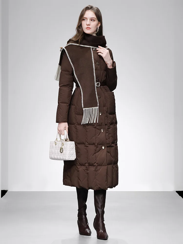 Двусторонняя шерстяная куртка-пуховик средней длины с воротником и подкладкой, модная верхняя одежда для женщин на зиму 2025 года
Двусторонняя шерстяная куртка-пуховик средней длины с воротником и подкладкой, модная верхняя одежда для женщин на зиму 2025 года