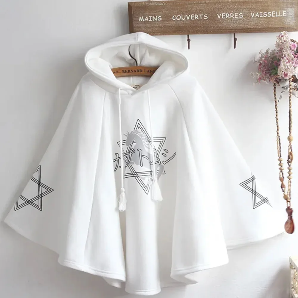 Fashion Print Capes Student Cloak Loose Ears Hooded Windbreaker Coats Women Clothing 2025 New Unisex Japanese Poncho Women's Top
Fashion Print Capes Student Cloak Loose Ears Hooded Windbreaker Coats Women Clothing 2025 New Unisex Japanese Poncho Women's Top