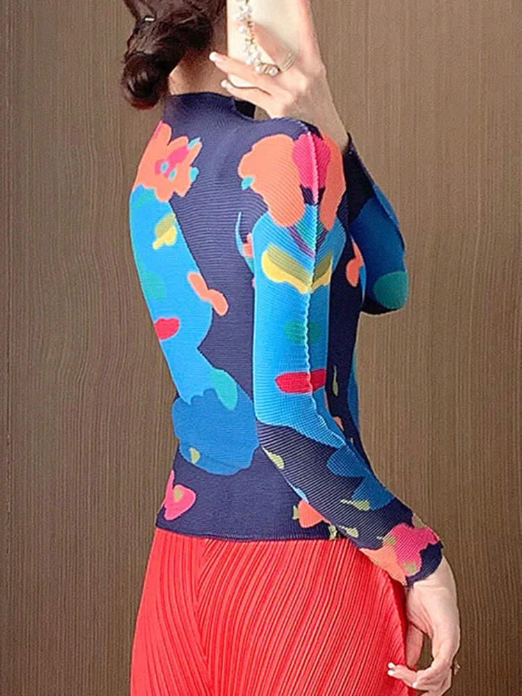 Streetwear Contrast Color Print Pleated T-shirt Women Long Sleeves Slim Tops Fashion 2025 Spring New Clothing 2AA4588
Streetwear Contrast Color Print Pleated T-shirt Women Long Sleeves Slim Tops Fashion 2025 Spring New Clothing 2AA4588