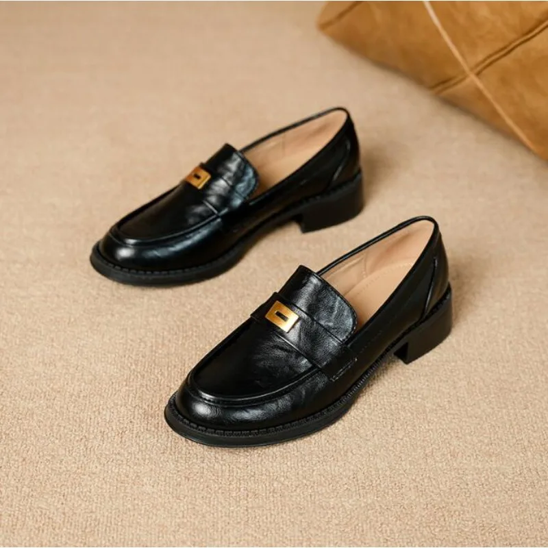 Genuine Leather Loafers Women 2026 New Spring Women's Slip-on Shoes Retro British Style Low Heel Women's Loafers
Genuine Leather Loafers Women 2026 New Spring Women's Slip-on Shoes Retro British Style Low Heel Women's Loafers