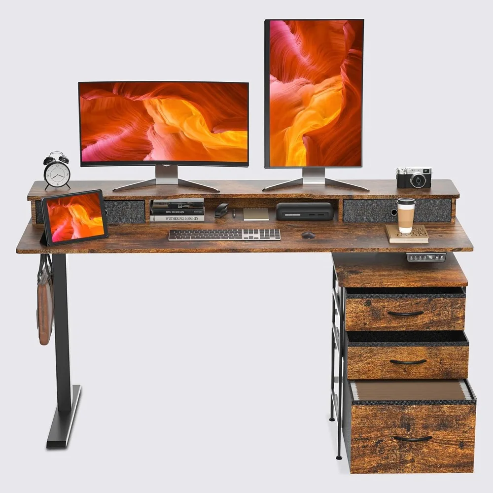 63 Inch Electric Standing Desk with Cabinet & Drawers, Height Adjustable Sit Stand Desk with Monitor Shelf, Smart Home Office St
63 Inch Electric Standing Desk with Cabinet & Drawers, Height Adjustable Sit Stand Desk with Monitor Shelf, Smart Home Office St