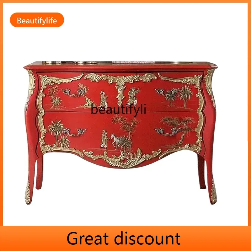 K46 American painted chest cabinet solid wood living room wall locker retro porch decorative storage cabinet
K46 American painted chest cabinet solid wood living room wall locker retro porch decorative storage cabinet