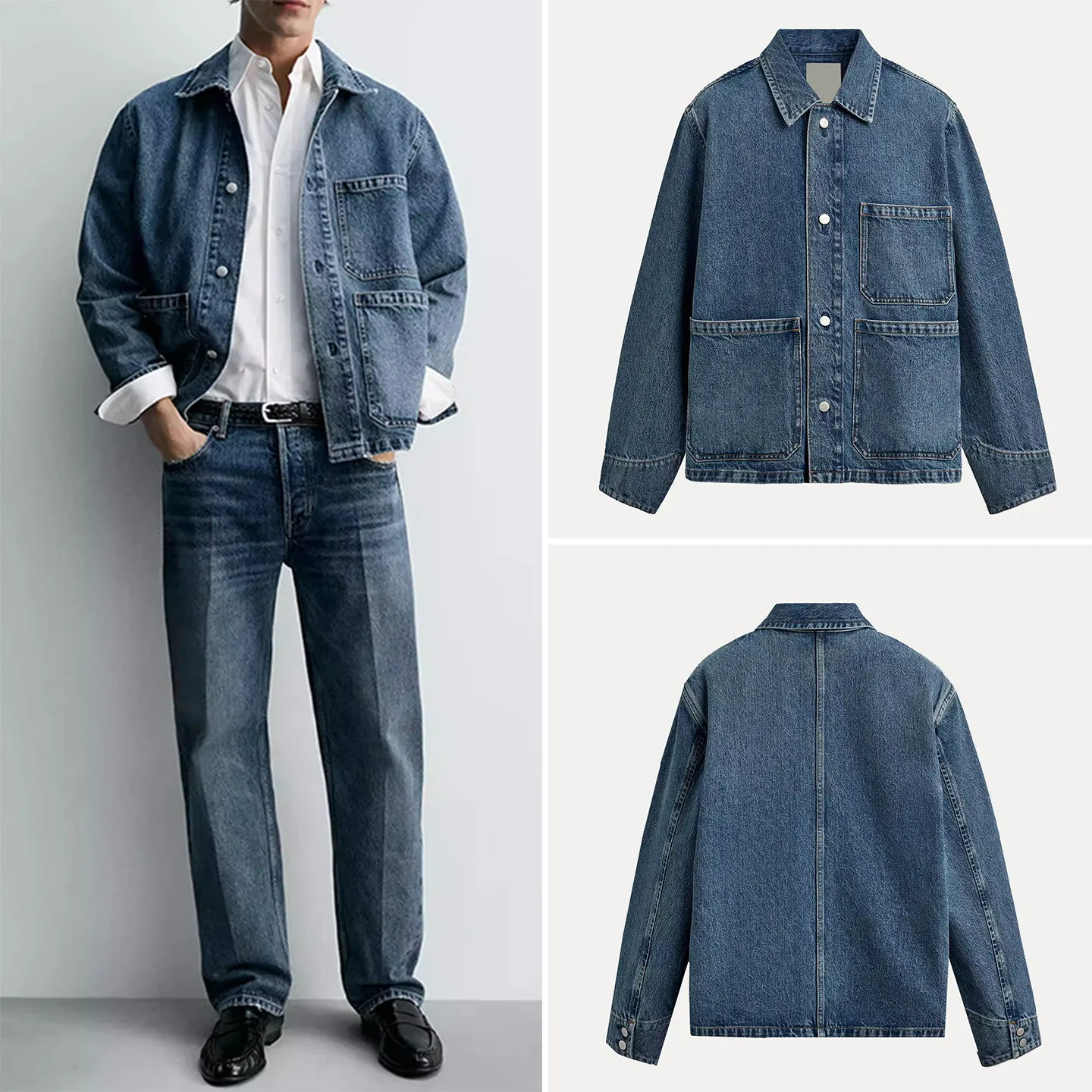 Men's Fashionable Long Sleeve Denim Jacket Spring 2026 Casual Style Versatile Outerwear ZADATA Brand Loose Fit Classic Collar
Men's Fashionable Long Sleeve Denim Jacket Spring 2026 Casual Style Versatile Outerwear ZADATA Brand Loose Fit Classic Collar