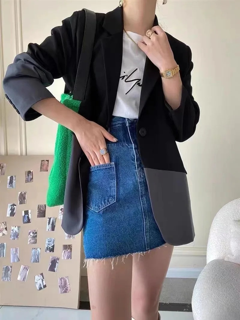 Женский блейзер на одной пуговице, корейская мода, свободная повседневная уличная одежда, весенние пальто, однотонные, простые, элегантные, женские, универсальные, модные, шикарные
Женский блейзер на одной пуговице, корейская мода, свободная повседневная уличная одежда, весенние пальто, однотонные, простые, элегантные, женские, универсальные, модные, шикарные