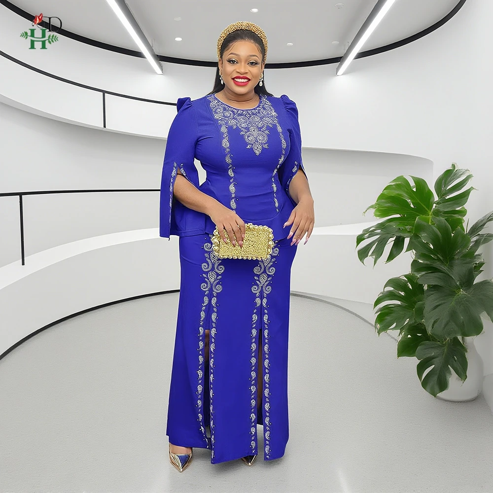 African 2PCS Set Tops Bubu Skirt Suits Plus Size Turkey Wedding Party Dresses For Women Luxury Oversize Dashiki Diamon Maxi Gown
African 2PCS Set Tops Bubu Skirt Suits Plus Size Turkey Wedding Party Dresses For Women Luxury Oversize Dashiki Diamon Maxi Gown