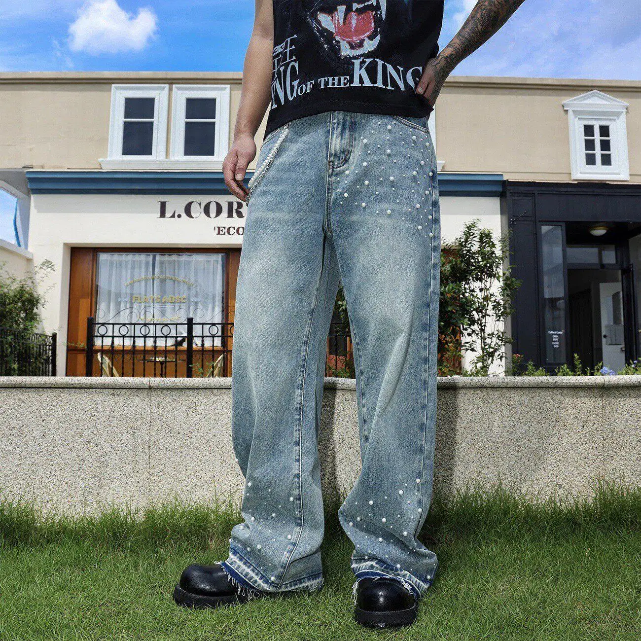 Loose Straight Leg Men's Jeans High Street Fashion Sequin Wide Leg Pants Autumn New Arrival Casual Comfortable Retro Style
Loose Straight Leg Men's Jeans High Street Fashion Sequin Wide Leg Pants Autumn New Arrival Casual Comfortable Retro Style