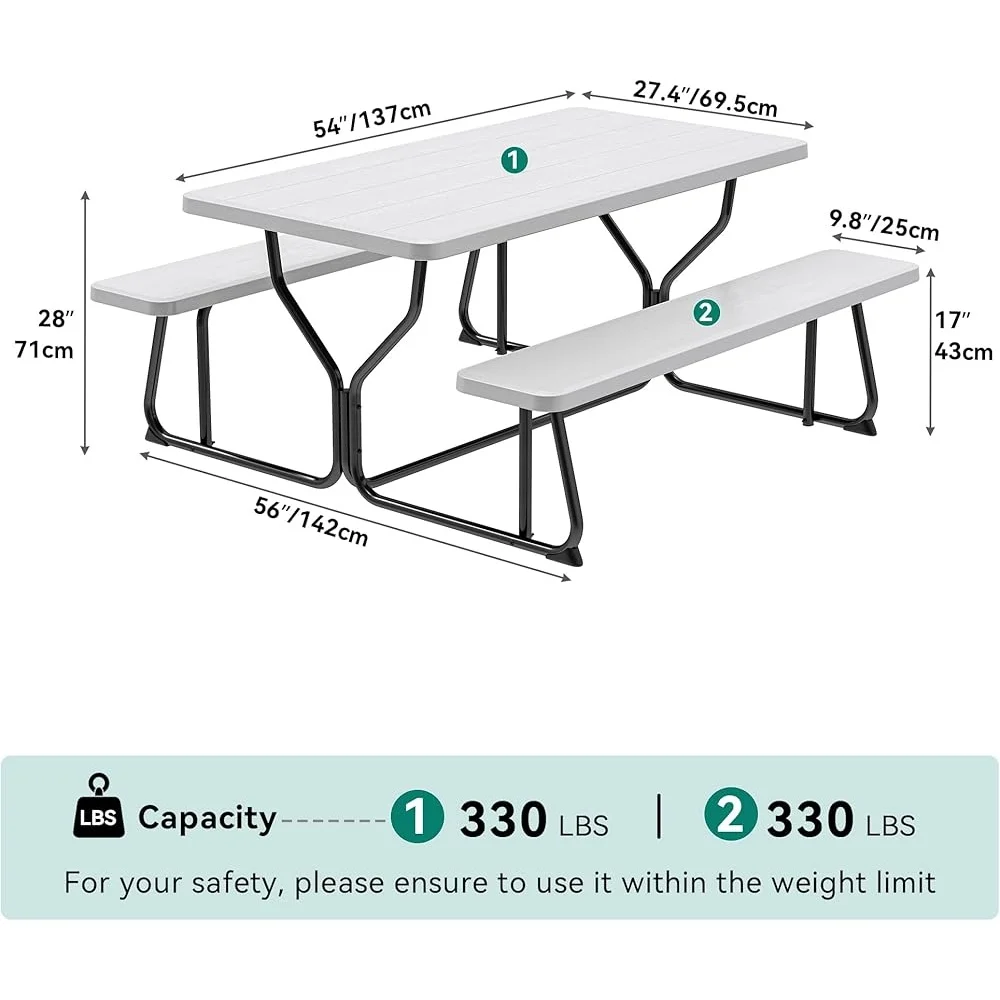 Heavy Duty Outdoor Picnic Table with Bench Weather Resistant Durable Steel Frame Backyard Camping Parties BBQ
Heavy Duty Outdoor Picnic Table with Bench Weather Resistant Durable Steel Frame Backyard Camping Parties BBQ