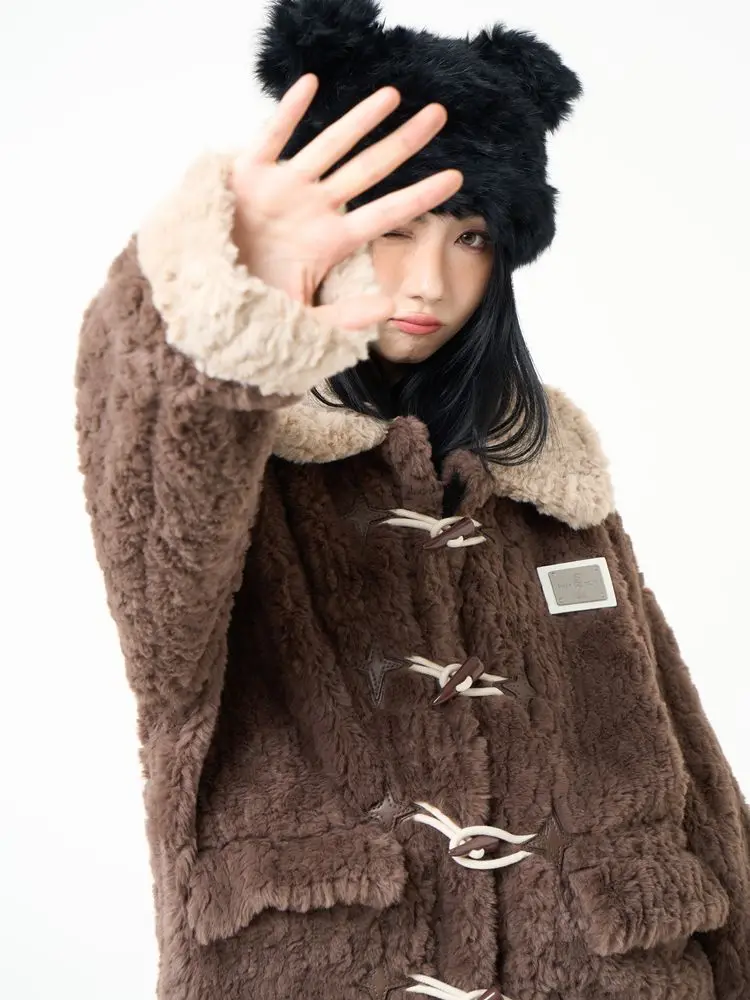 Faux Fur Decor Coats Womens Youthful Single Breasted Morning Unisex Harajuku Jacket Collarless Sweet Cinched Waist Fashions Slim
Faux Fur Decor Coats Womens Youthful Single Breasted Morning Unisex Harajuku Jacket Collarless Sweet Cinched Waist Fashions Slim