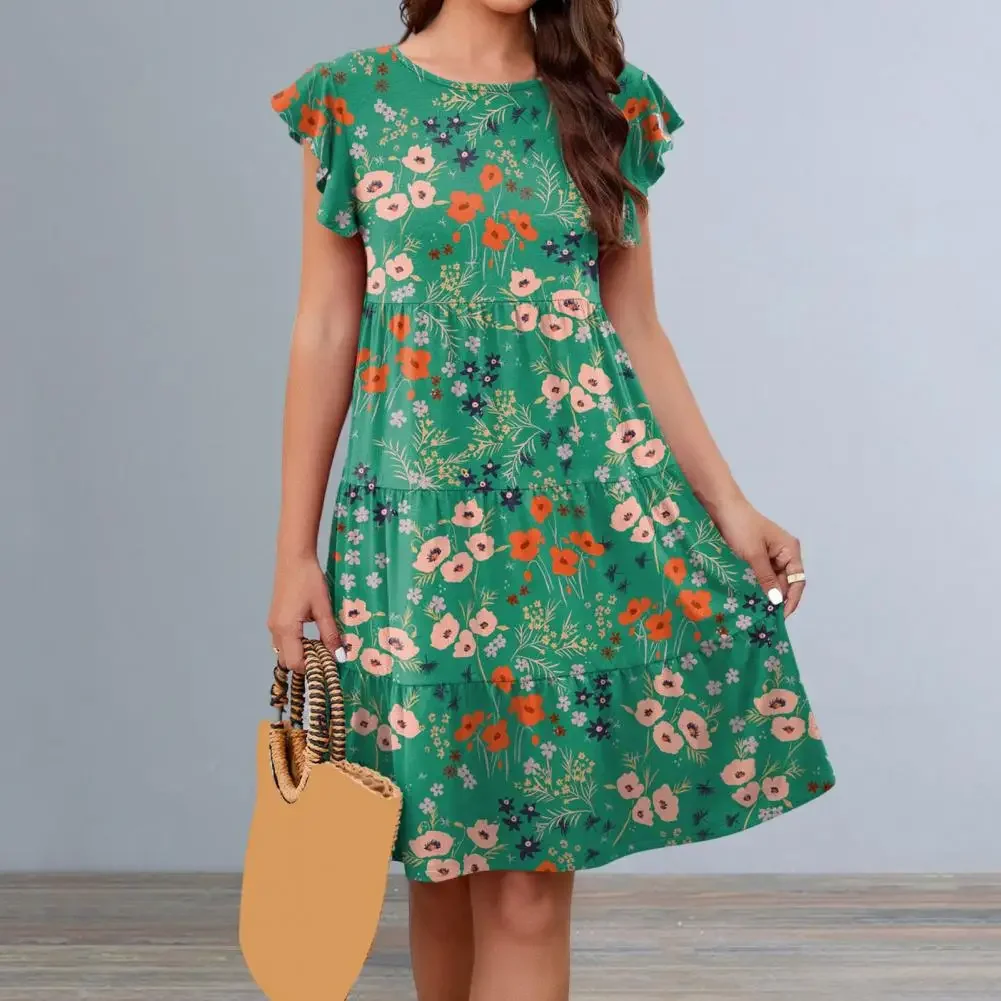 Temperament Women O-neck Mini Dress Chic Summer Short Sleeve Flying Sleeves Casual Dress Holiday Dress Vestidos
Temperament Women O-neck Mini Dress Chic Summer Short Sleeve Flying Sleeves Casual Dress Holiday Dress Vestidos