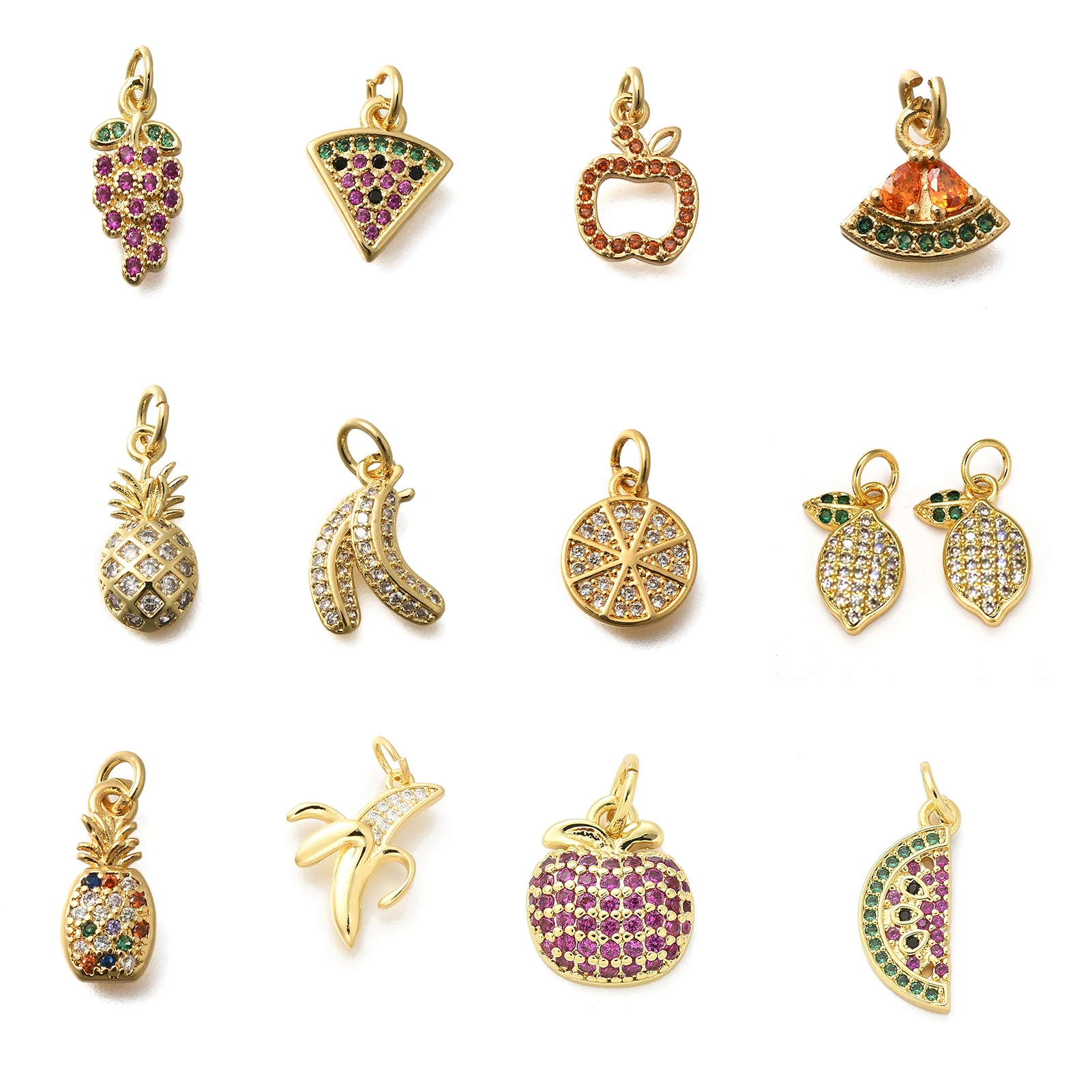 10pcs Fruit Theme Brass Cubic Zirconia Pendants with Enamel and Jump Ring for Making DIY Jewelry Necklace Earring Bracelet Craft
10pcs Fruit Theme Brass Cubic Zirconia Pendants with Enamel and Jump Ring for Making DIY Jewelry Necklace Earring Bracelet Craft