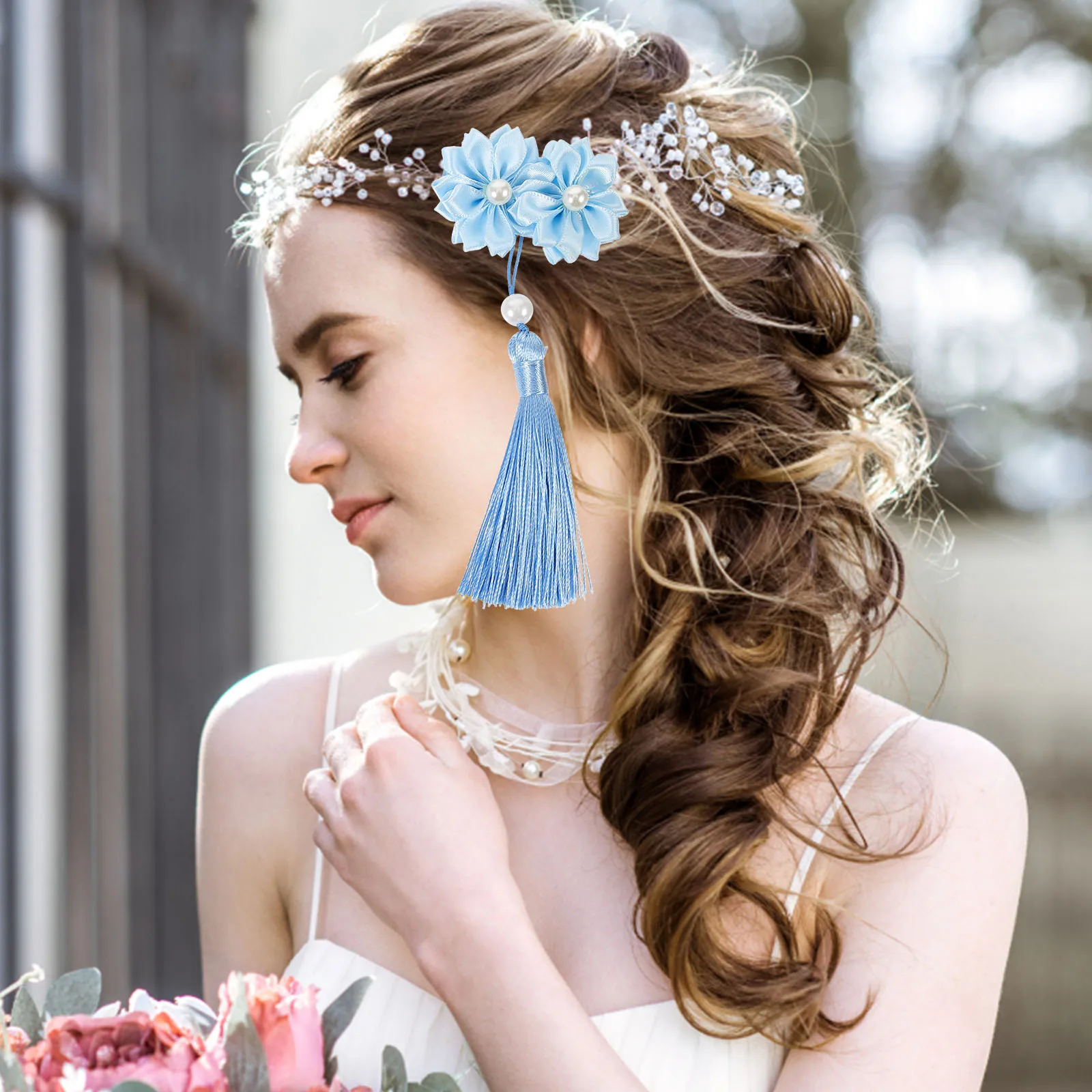 2Pcs Flower Hair Clips Tassel Hairpin Decorative Hair Accessories for Wedding Birthday Prom Hairpins for Women Girls Teens
2Pcs Flower Hair Clips Tassel Hairpin Decorative Hair Accessories for Wedding Birthday Prom Hairpins for Women Girls Teens