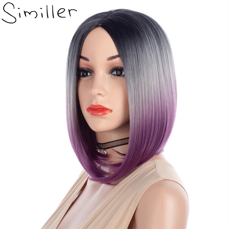 Similler Short Synthetic Hair Womens Side Part Wigs Straight Heat Resistance Fiber Dark Root Gray T Purple Ombre Bob Wig
Similler Short Synthetic Hair Womens Side Part Wigs Straight Heat Resistance Fiber Dark Root Gray T Purple Ombre Bob Wig