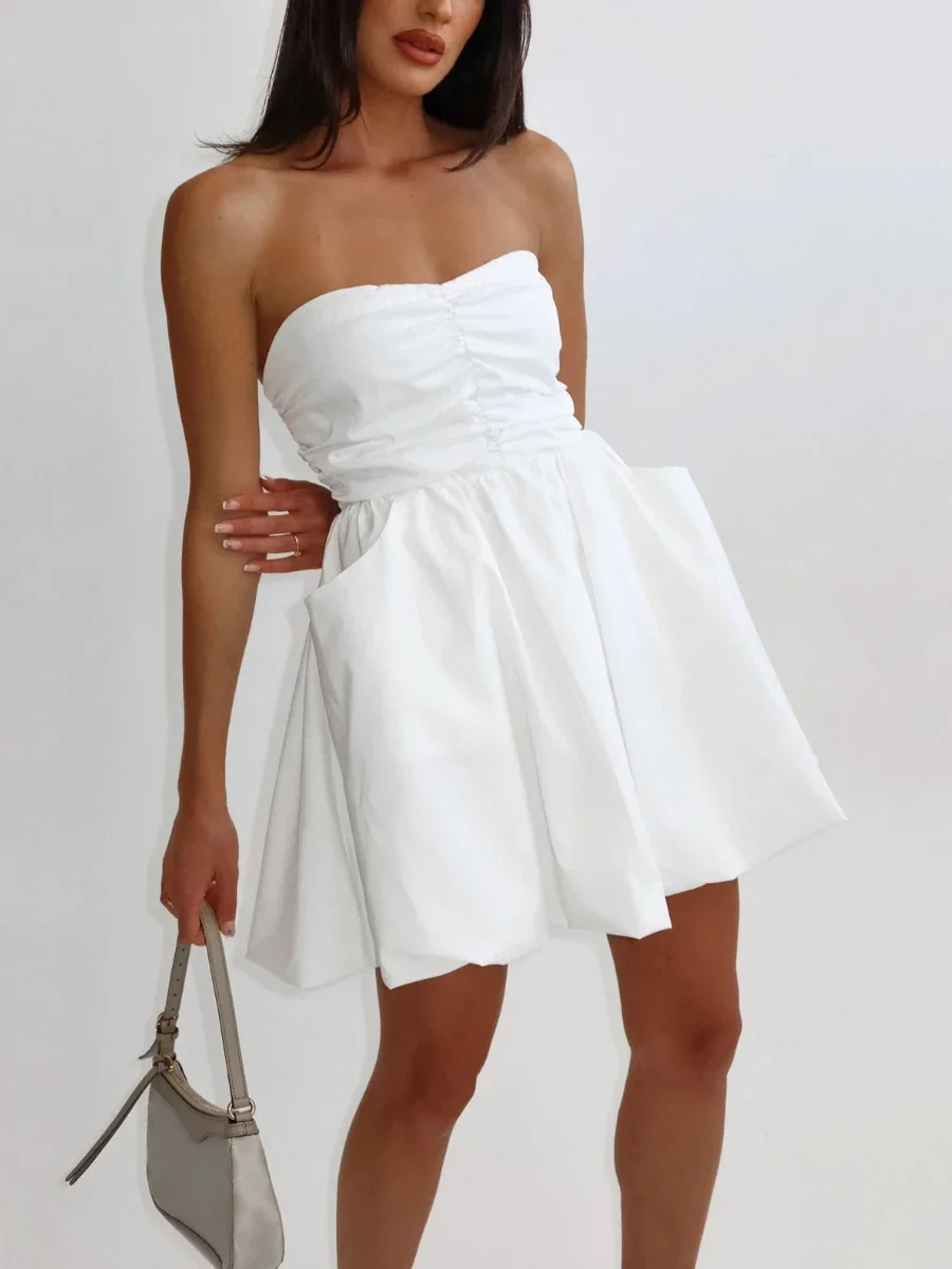 Wolfeel Summer Women's Dress Strapless Solid Color Chort Skirt Elegant And Versatile Princess Skirt Design Sense Sexy Dress
Wolfeel Summer Women's Dress Strapless Solid Color Chort Skirt Elegant And Versatile Princess Skirt Design Sense Sexy Dress