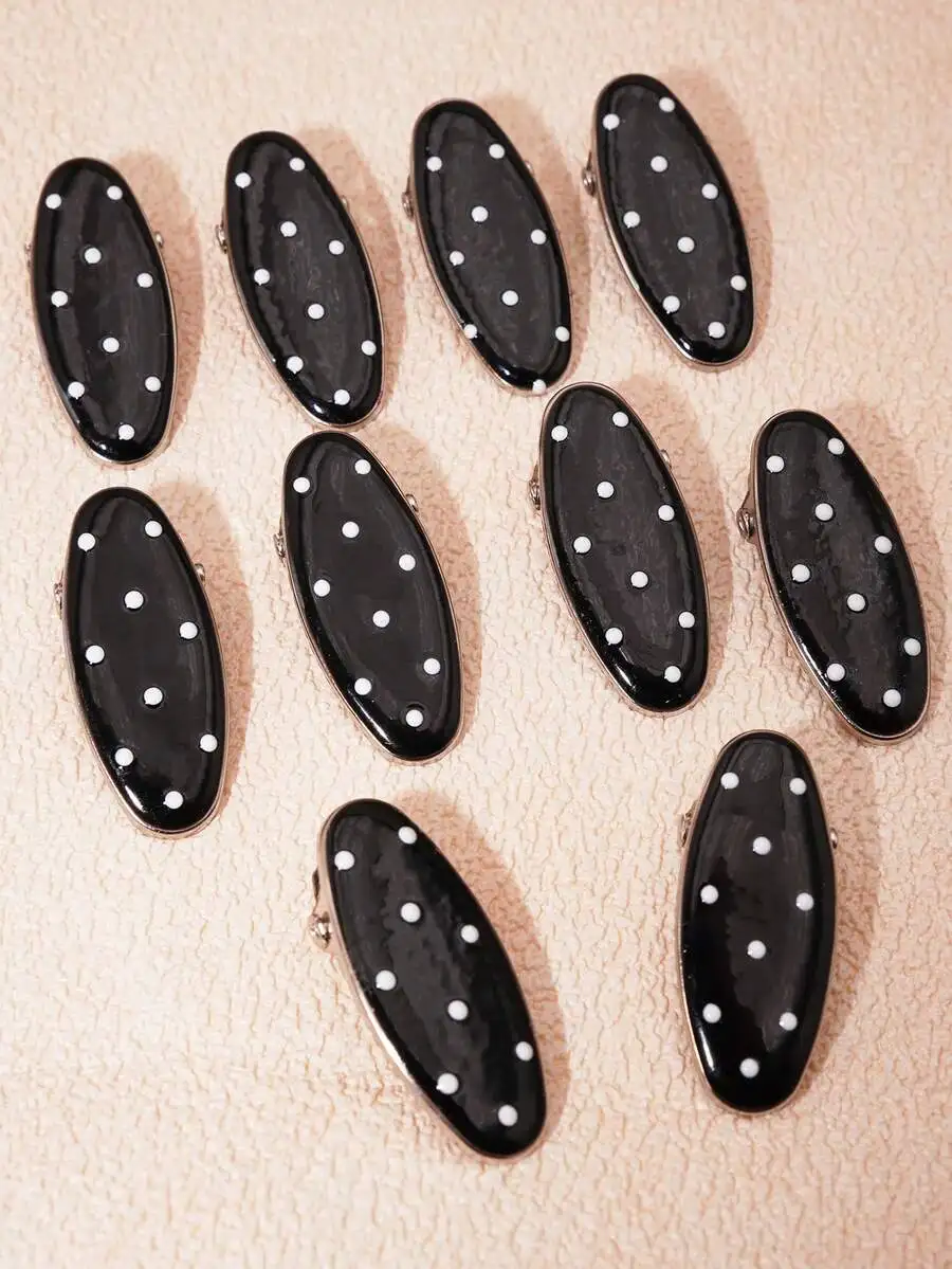 10pcs Polka Dot Oval Hair Clips For Women Claw Hairpins Barrettes Hair Accessories
10pcs Polka Dot Oval Hair Clips For Women Claw Hairpins Barrettes Hair Accessories