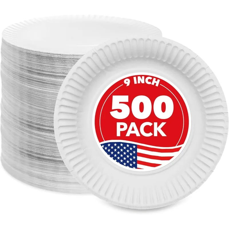9-Inch Paper Plates Uncoated, Everyday Disposable Plates 9" Paper Plate Bulk, White, 500 Count
9-Inch Paper Plates Uncoated, Everyday Disposable Plates 9" Paper Plate Bulk, White, 500 Count