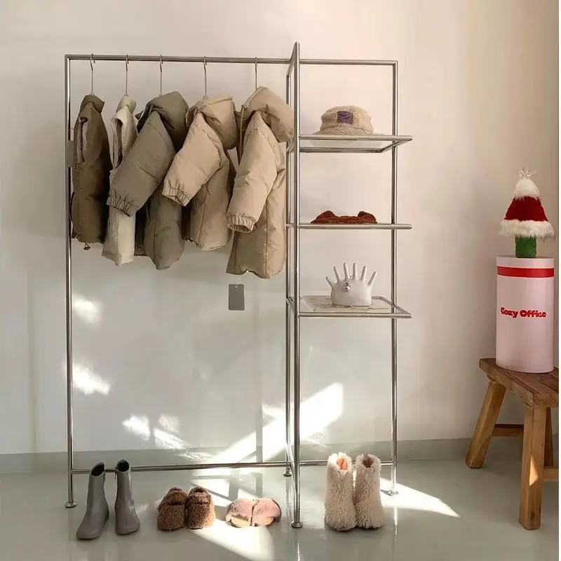 PYH clothing store display hanger display decorative props women's clothing coat rack shoe bag rack stainless steel shelf
PYH clothing store display hanger display decorative props women's clothing coat rack shoe bag rack stainless steel shelf