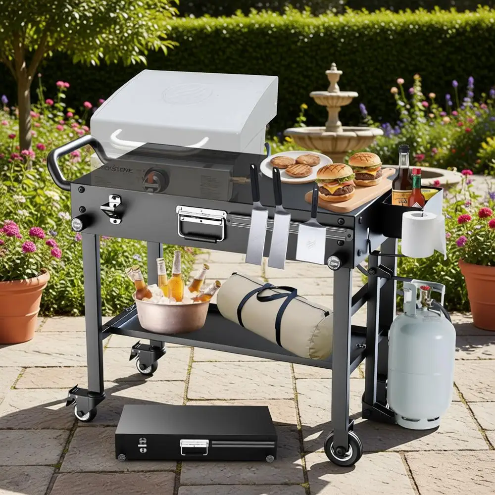 Переносная подставка для гриля на колесах с решеткой и местом для хранения для газовых грилей и печей для пиццы
Переносная подставка для гриля на колесах с решеткой и местом для хранения для газовых грилей и печей для пиццы