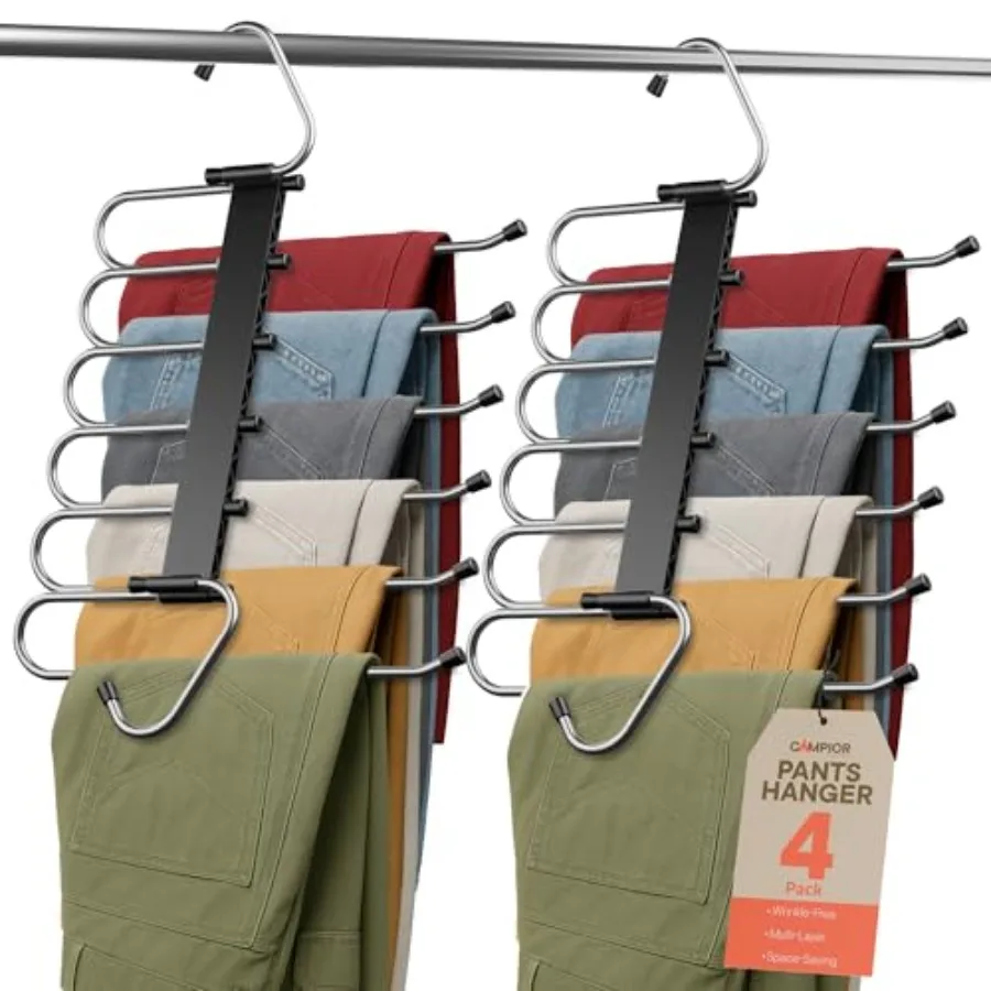 Space Saving Pants Hangers, 6 Layer Jeans Hangers and Closet Organizer for Jeans, Scarves, Skirts, Multi-Layer Hanger with Anti
Space Saving Pants Hangers, 6 Layer Jeans Hangers and Closet Organizer for Jeans, Scarves, Skirts, Multi-Layer Hanger with Anti