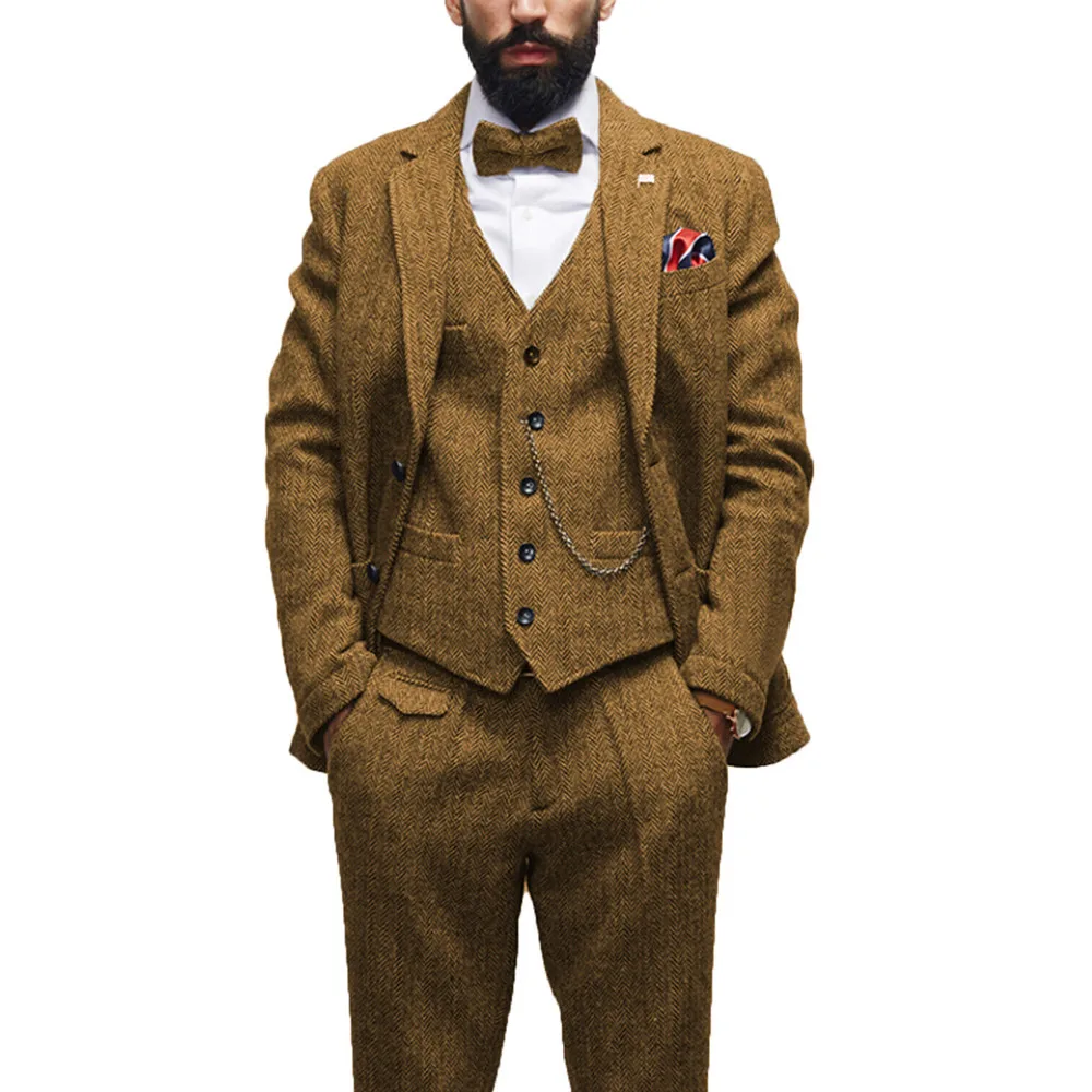 3 Piece Men's Suits Herringbone Business Formal Slim Fit Lapel Single Breasted Groosemen Suits For Wedding (Blazer+vest+Pants)
3 Piece Men's Suits Herringbone Business Formal Slim Fit Lapel Single Breasted Groosemen Suits For Wedding (Blazer+vest+Pants)
