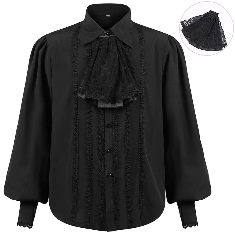 Mens Black Pirate Shirt Vampire Renaissance Victorian Steampunk Gothic Ruffled Medieval Shirt Halloween Costume Clothing Chemise
Mens Black Pirate Shirt Vampire Renaissance Victorian Steampunk Gothic Ruffled Medieval Shirt Halloween Costume Clothing Chemise