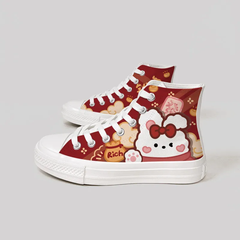 Cute Cartoon Rabbit Print High-top Canvas Shoes For Women Red Casual Sneakers For Students Sweet Trendy Versatile
Cute Cartoon Rabbit Print High-top Canvas Shoes For Women Red Casual Sneakers For Students Sweet Trendy Versatile