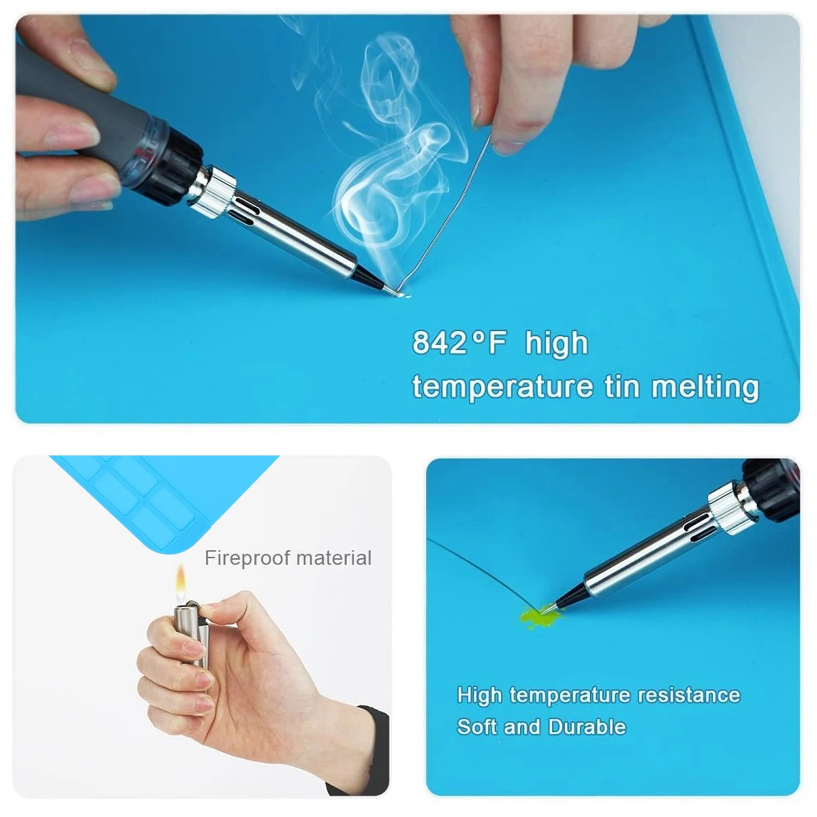 Heat Resistant Silicone Table Mat Soldering Repair Work Maintenance Platform Pad Blue High Temp Insulation Anti Corrosive Soft
Heat Resistant Silicone Table Mat Soldering Repair Work Maintenance Platform Pad Blue High Temp Insulation Anti Corrosive Soft
