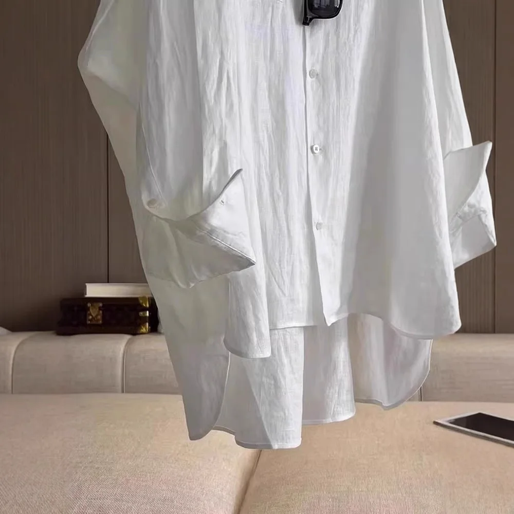 White cotton and linen long-sleeved shirt women's early spring French loose outer sunscreen shirt design sense niche linen top
White cotton and linen long-sleeved shirt women's early spring French loose outer sunscreen shirt design sense niche linen top