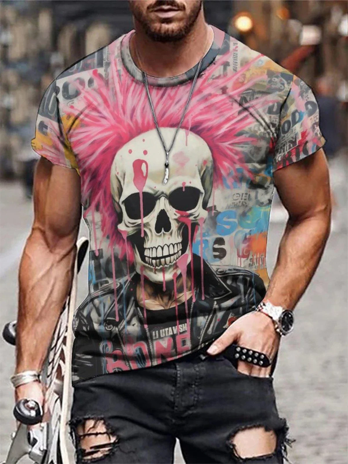 Мужская футболка с 3D принтом, новинка, футболка на Хэллоуин, футболка с круглым вырезом и черепом, уличная одежда с короткими рукавами, мужское летнее платье
Мужская футболка с 3D принтом, новинка, футболка на Хэллоуин, футболка с круглым вырезом и черепом, уличная одежда с короткими рукавами, мужское летнее платье