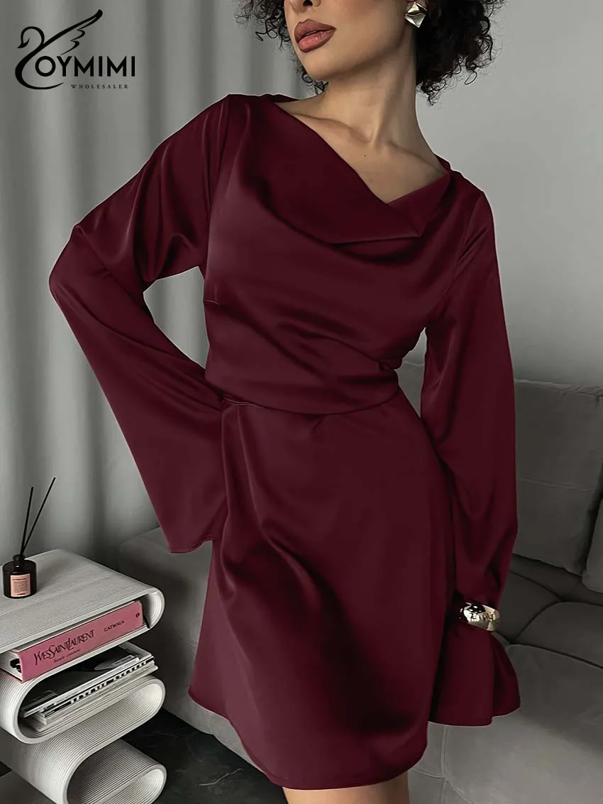Oymimi Elegant Wine Red Dresses 2025 Woman Fashion Slash Neck Long Sleeve Lace-Up Dresses Casual Button Open Back Mini Dress
Oymimi Elegant Wine Red Dresses 2025 Woman Fashion Slash Neck Long Sleeve Lace-Up Dresses Casual Button Open Back Mini Dress