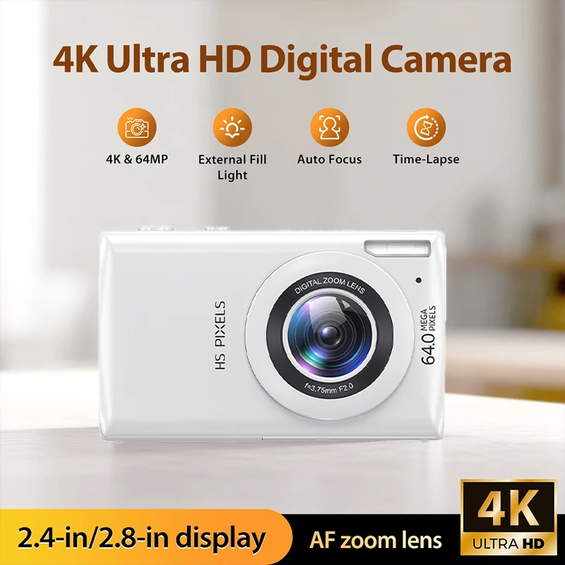 Цифровая камера KOMERY, запись видео в формате 4K Ultra HD, автофокус, экшн-камера, камера с разрешением 64 МП, поддерживает видеосъемку и фотосъемку.
Цифровая камера KOMERY, запись видео в формате 4K Ultra HD, автофокус, экшн-камера, камера с разрешением 64 МП, поддерживает видеосъемку и фотосъемку.