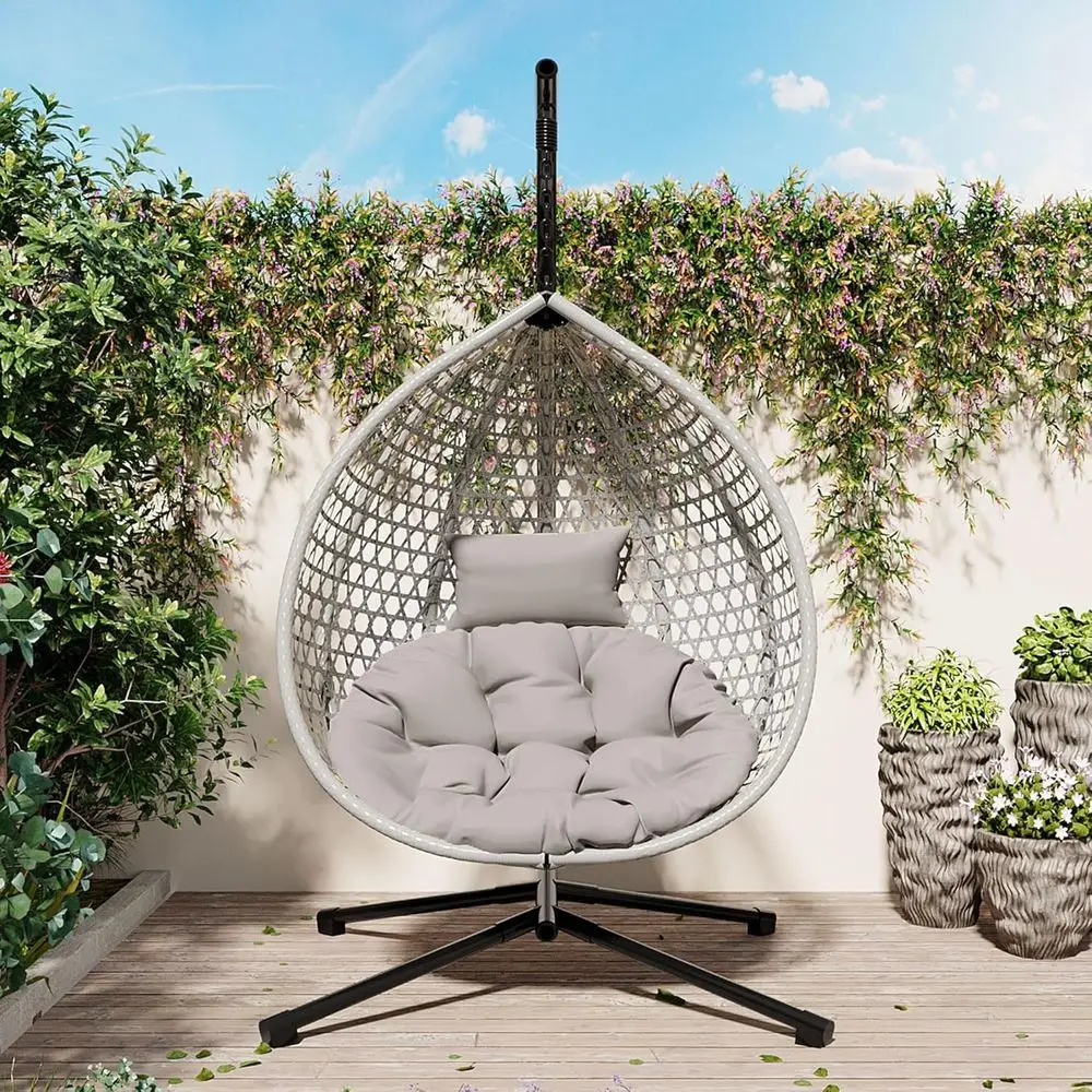 Rattan Woven Hanging Egg Chair with Cushion, 330lbs Capacity, Outdoor Patio Swing Chair, Gray
Rattan Woven Hanging Egg Chair with Cushion, 330lbs Capacity, Outdoor Patio Swing Chair, Gray