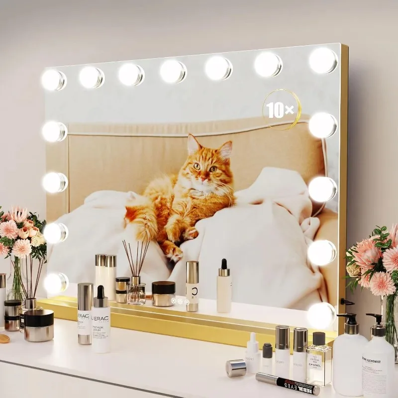 Vanity Mirror with Makeup Lights,22.8"x18.2" Tabletop Mirror with USB & Type-C Charing, Large Hollywood Light up Mirrors
Vanity Mirror with Makeup Lights,22.8"x18.2" Tabletop Mirror with USB & Type-C Charing, Large Hollywood Light up Mirrors