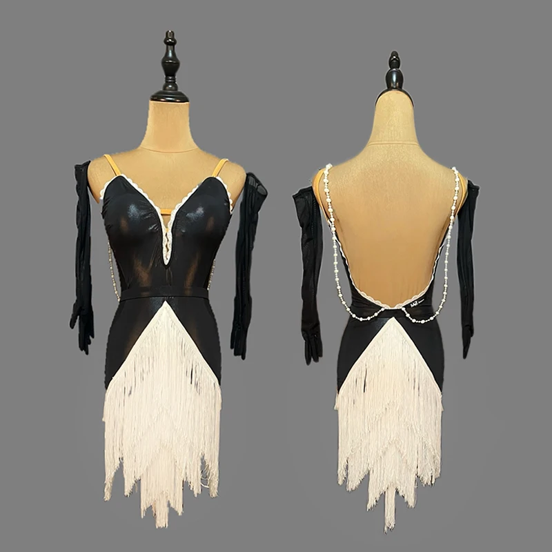 2026 Latin Dance Performance Dress Open Back Black White Fringe Dresses Women Latin Show Stage Outfit Competition Clothes 2770
2026 Latin Dance Performance Dress Open Back Black White Fringe Dresses Women Latin Show Stage Outfit Competition Clothes 2770