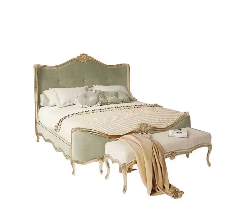 Французская современная светлая роскошная дворец-спальня, высококачественная резная двуспальная кровать из цельного дерева
Французская современная светлая роскошная дворец-спальня, высококачественная резная двуспальная кровать из цельного дерева