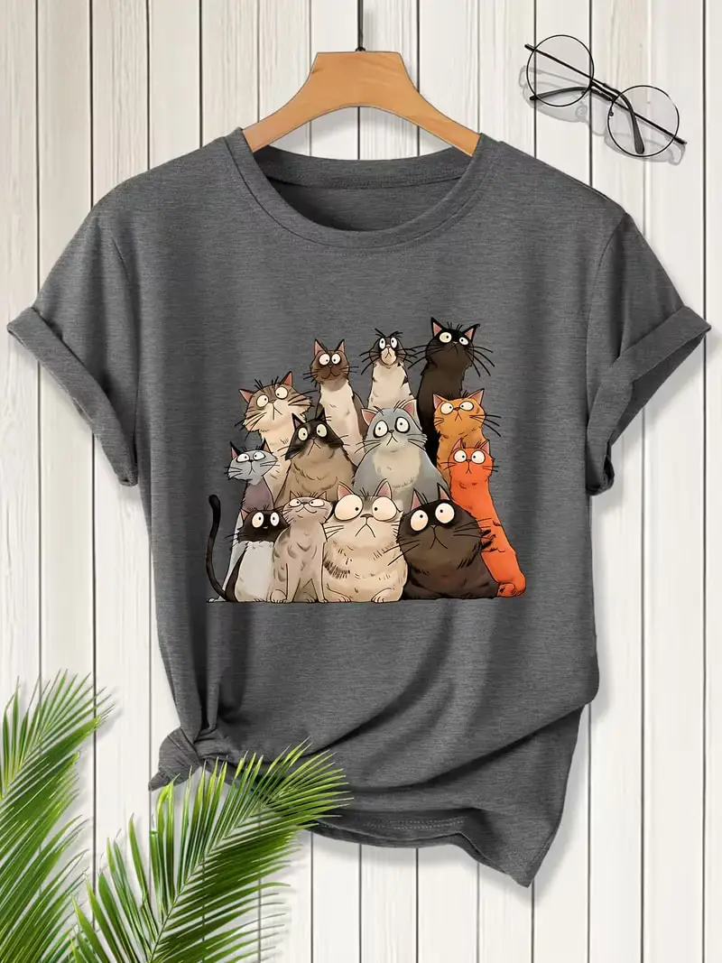 Plus size women's short sleeve T-shirt Cats Holding Computer Screen breathable fabric summer outfits women's clothing
Plus size women's short sleeve T-shirt Cats Holding Computer Screen breathable fabric summer outfits women's clothing