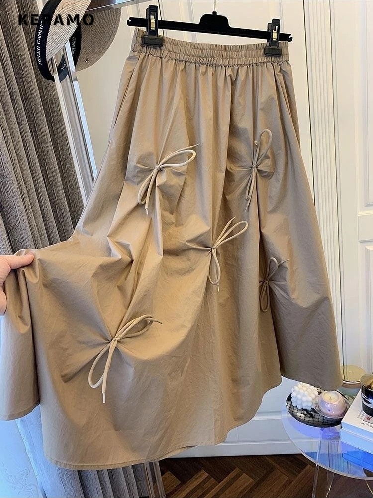 2024 Summer Street Solid Color Bow Decoration Mid Long Skirts Women Casual High Waist Elegant Sweet Vintage A-Line Skirt
2024 Summer Street Solid Color Bow Decoration Mid Long Skirts Women Casual High Waist Elegant Sweet Vintage A-Line Skirt