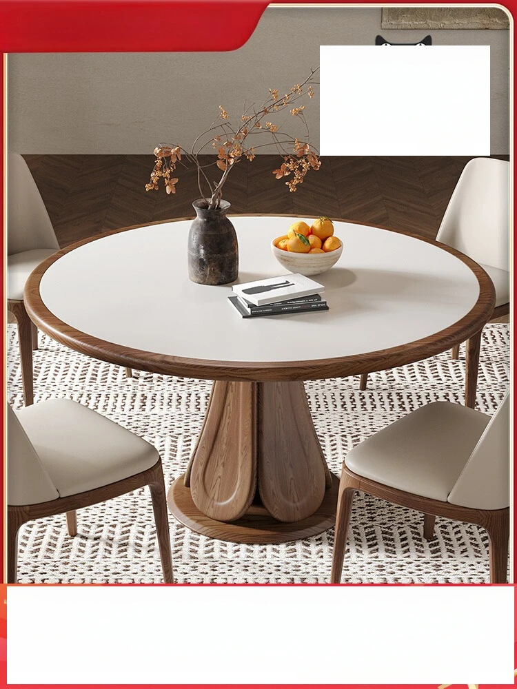 Solid wood rock slab round dining table retro Chinese medium and ancient style round dining table with turntable round table eat
Solid wood rock slab round dining table retro Chinese medium and ancient style round dining table with turntable round table eat