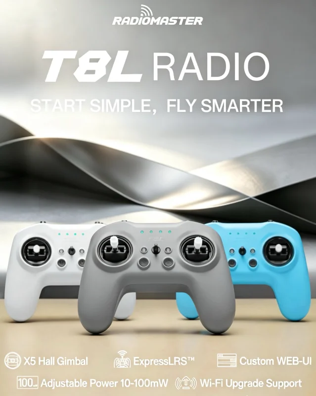 RadioMaster T8L Radio Controller ELRS 2.4GHz 10-100mW Adjustable Power X5 Hall Gimbal WiFi Upgrade FPV Racing Drone Transmitter
RadioMaster T8L Radio Controller ELRS 2.4GHz 10-100mW Adjustable Power X5 Hall Gimbal WiFi Upgrade FPV Racing Drone Transmitter
