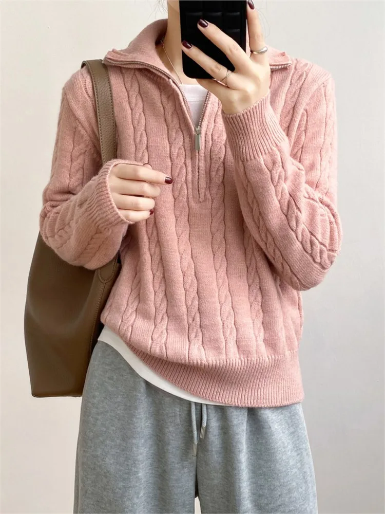 Winter Clothes Woman Pulls Femmes Lapel Zipper Sweater Women's Long Sleeve Solid Color Loose Sweater Comfortable Casual Trendy
Winter Clothes Woman Pulls Femmes Lapel Zipper Sweater Women's Long Sleeve Solid Color Loose Sweater Comfortable Casual Trendy