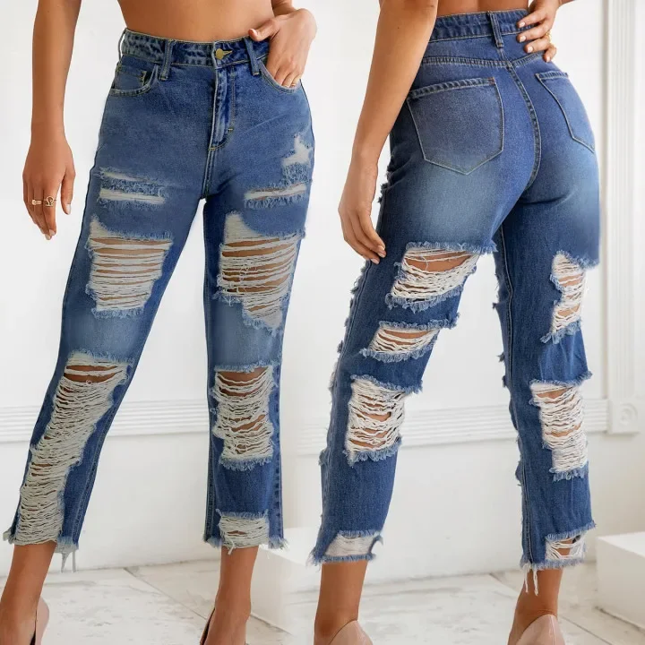 Summer Women High Waist Straight Leg Jeans Sexy Hollow Out Tassel Ripped Jeans Woman Vintage Distressed Cropped Jeans Streetwear
Summer Women High Waist Straight Leg Jeans Sexy Hollow Out Tassel Ripped Jeans Woman Vintage Distressed Cropped Jeans Streetwear