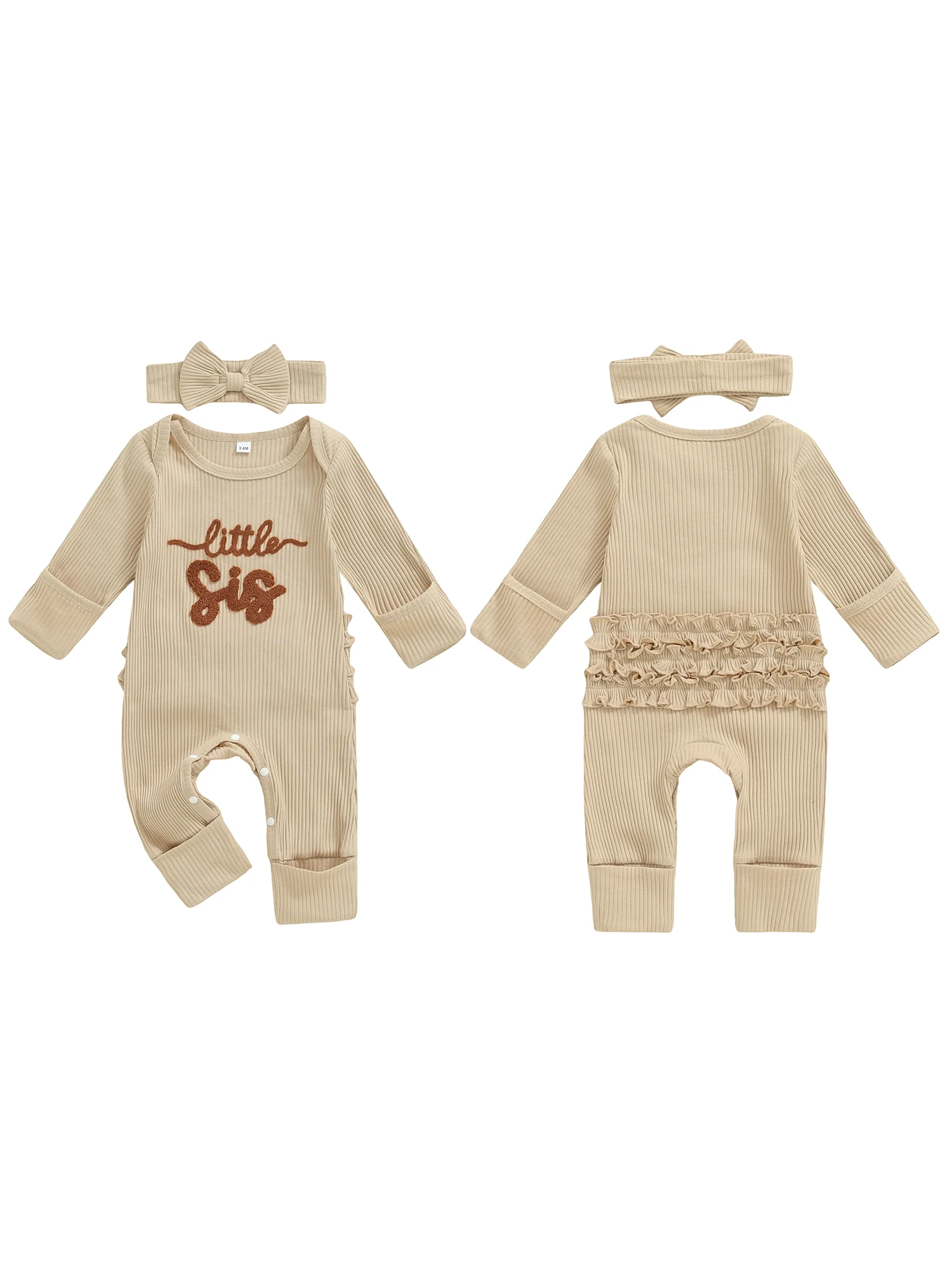 Adorable Baby Girls Autumn Romper with Cute Embroidered Letters Stylish Long Sleeve Jumpsuit and Matching Bow Headband
Adorable Baby Girls Autumn Romper with Cute Embroidered Letters Stylish Long Sleeve Jumpsuit and Matching Bow Headband