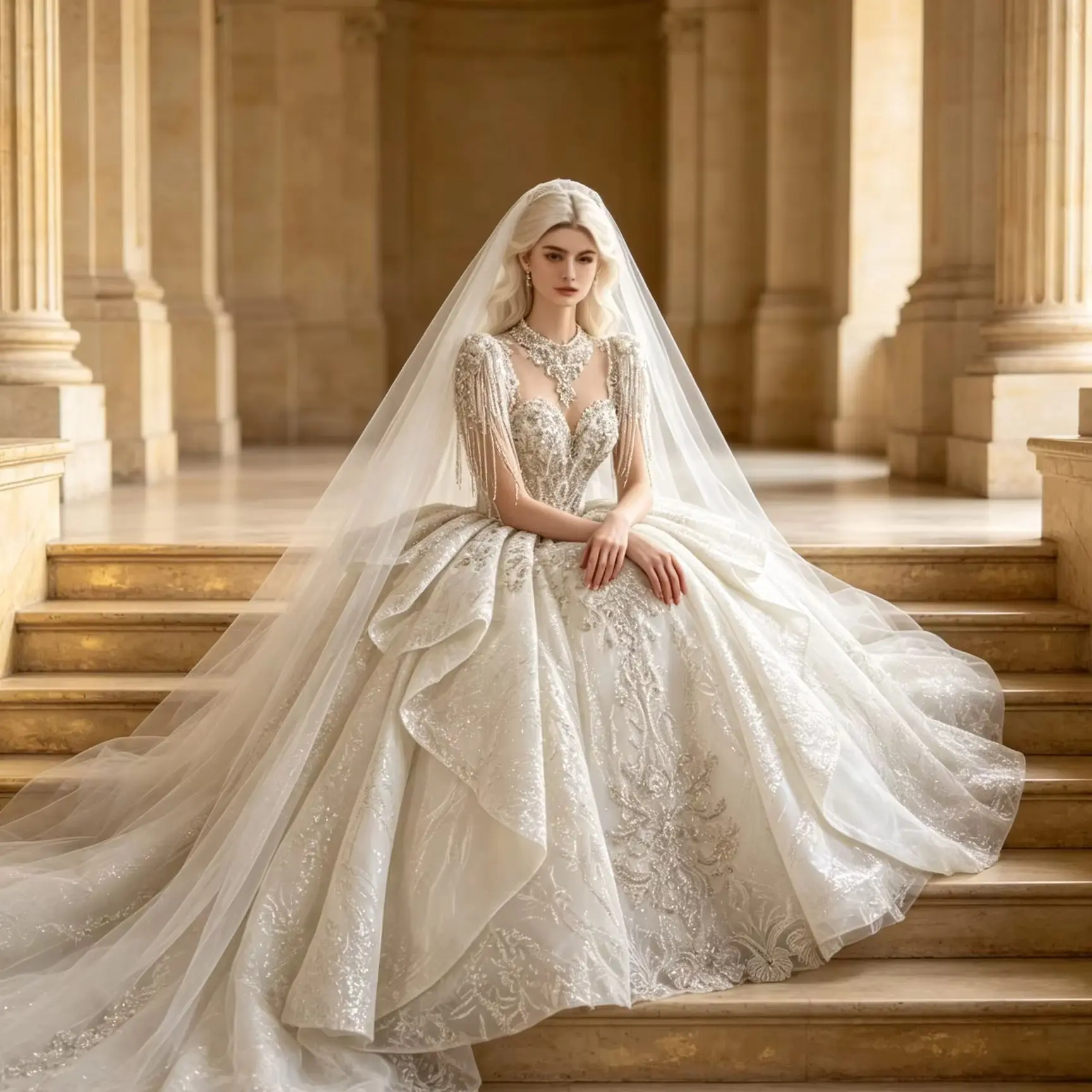 Customized Majestic Illusion High Neck Ball Gown Wedding Dress Fringe Beaded Short Sleeves Layered Glitter Tulle Skirt 2026
Customized Majestic Illusion High Neck Ball Gown Wedding Dress Fringe Beaded Short Sleeves Layered Glitter Tulle Skirt 2026