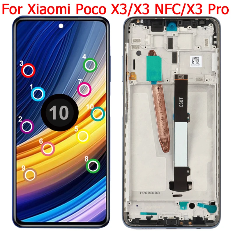 Жидкокристаллический дисплей с тачскрином для Xiaomi POCO X3 Pro, с рамкой, 6,67 дюймов, POCO X3/X3 NFC, M2102J20CG
Жидкокристаллический дисплей с тачскрином для Xiaomi POCO X3 Pro, с рамкой, 6,67 дюймов, POCO X3/X3 NFC, M2102J20CG
