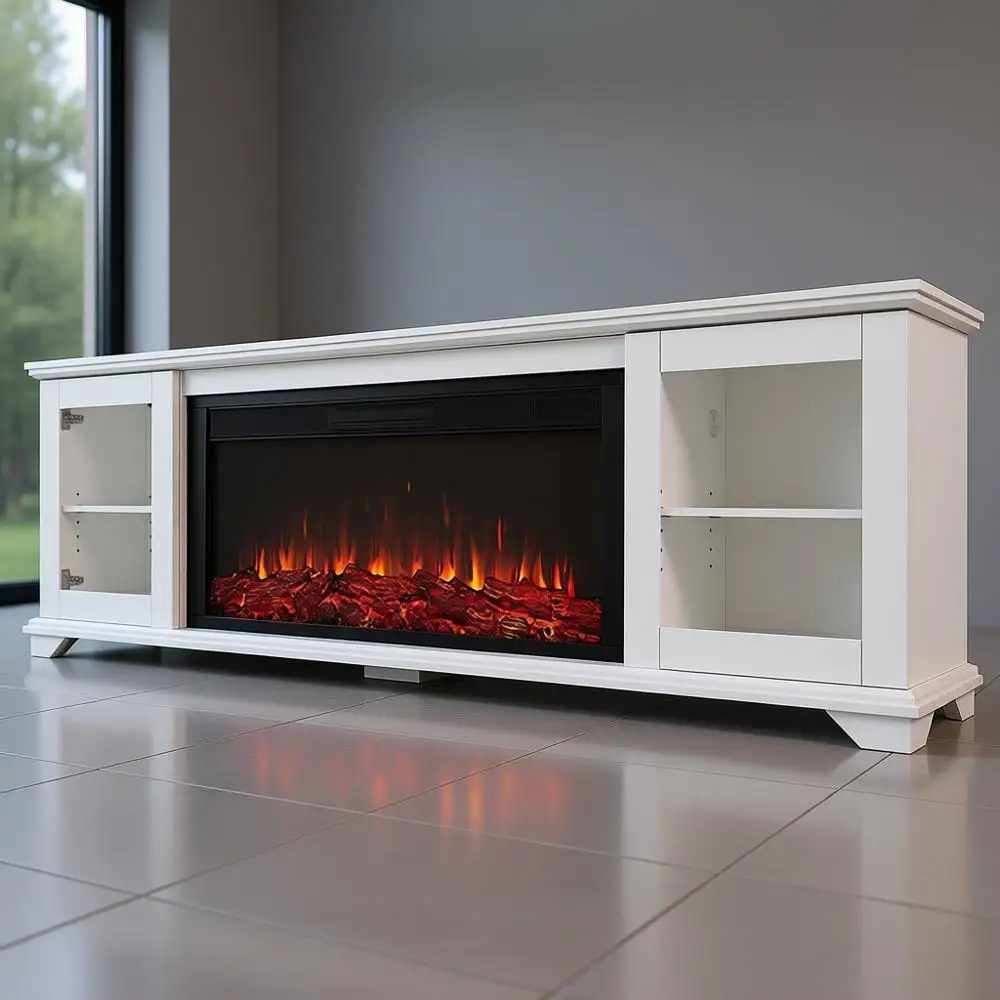 81 Electric Fireplace TV Stand, Entertainment Center for TVs up to 80, Adjustable Shelves, Storage, Remote & Timer
81 Electric Fireplace TV Stand, Entertainment Center for TVs up to 80, Adjustable Shelves, Storage, Remote & Timer