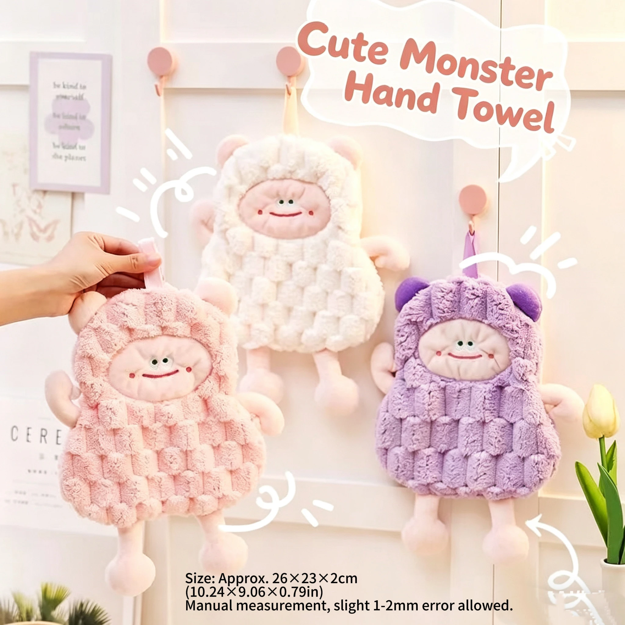 Cute Monster Plush Hand Towel Soft Absorbent Hanging Washcloth Cartoon Doll Kitchen Bathroom Quick Dry Cleaning Cloth
Cute Monster Plush Hand Towel Soft Absorbent Hanging Washcloth Cartoon Doll Kitchen Bathroom Quick Dry Cleaning Cloth
