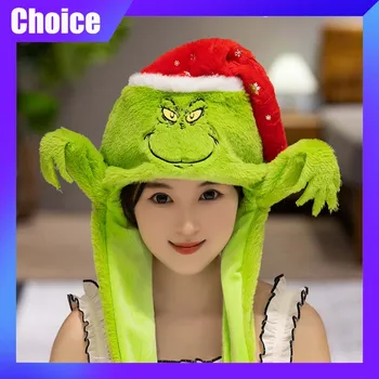 Christmas Series Hat Green Monster Santa Claus Milu Deer Cartoon Kawaii Cute Plush Hat Winter Keep Warm Hat X-Mas Gift Kid