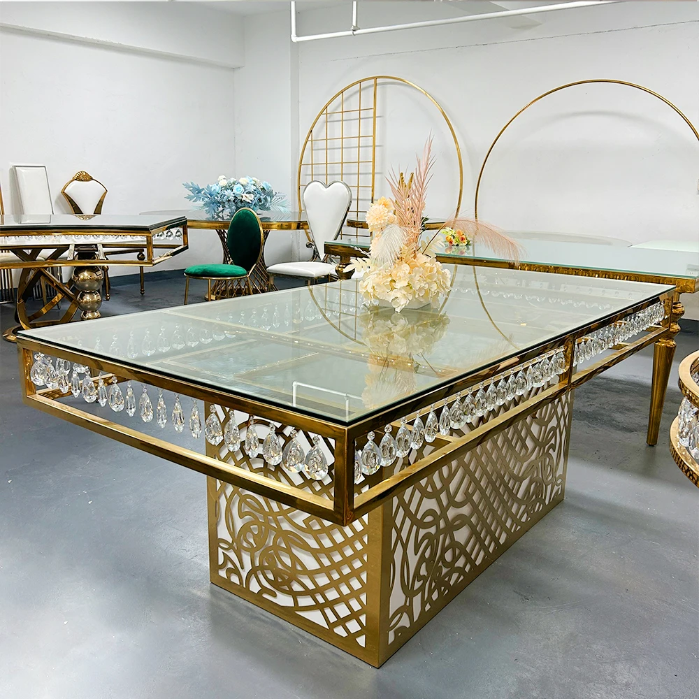 Wholesale Rectangle Stainless Steel Crystal Bridal Dining Table Set Glass Sweetheart Wedding Table for Sale
Wholesale Rectangle Stainless Steel Crystal Bridal Dining Table Set Glass Sweetheart Wedding Table for Sale