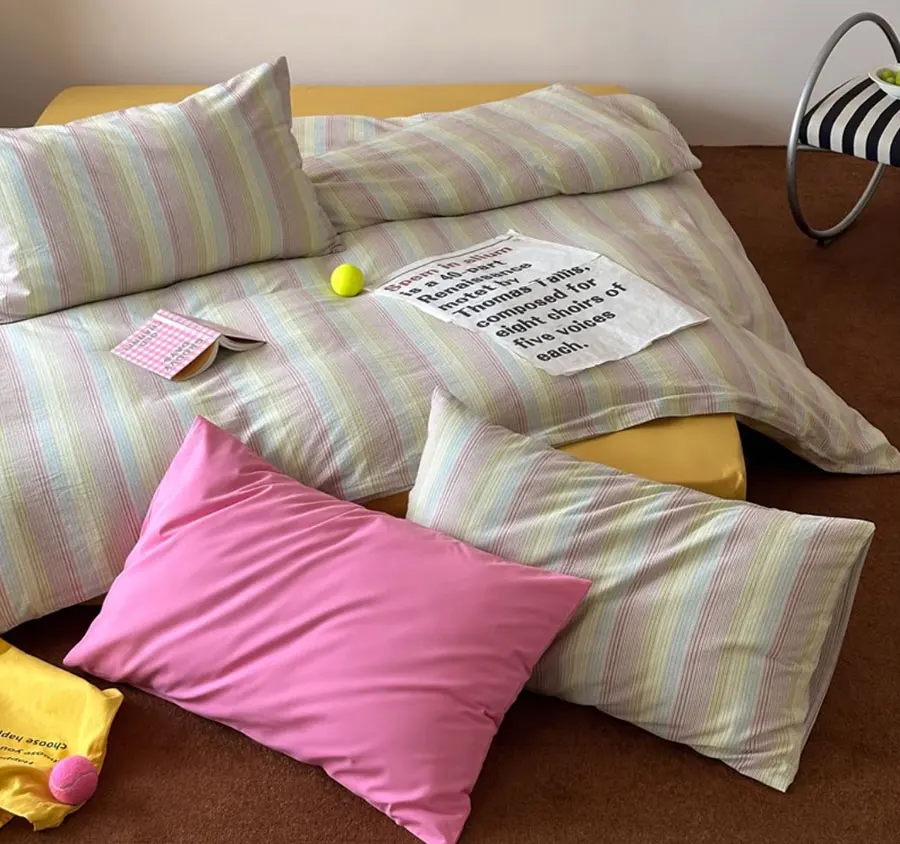 Fashion colorful stripe bedding set single double,twin full queen king modern cotton home textile sheet pillow case quilt cover
Fashion colorful stripe bedding set single double,twin full queen king modern cotton home textile sheet pillow case quilt cover