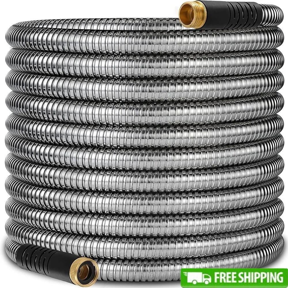 100ft Stainless Steel Garden Hose Flexible Kink-Free Durable Water Pipe Latex Core 34 Solid Brass Connectors High Pressure
100ft Stainless Steel Garden Hose Flexible Kink-Free Durable Water Pipe Latex Core 34 Solid Brass Connectors High Pressure