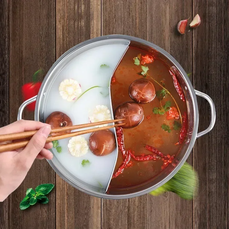 1pcs Stainless Steel Leakproof Hot Pot Wear-resistant Induction Cooking Pots Twin Divided Kitchenware Gas Stove Cookware
1pcs Stainless Steel Leakproof Hot Pot Wear-resistant Induction Cooking Pots Twin Divided Kitchenware Gas Stove Cookware